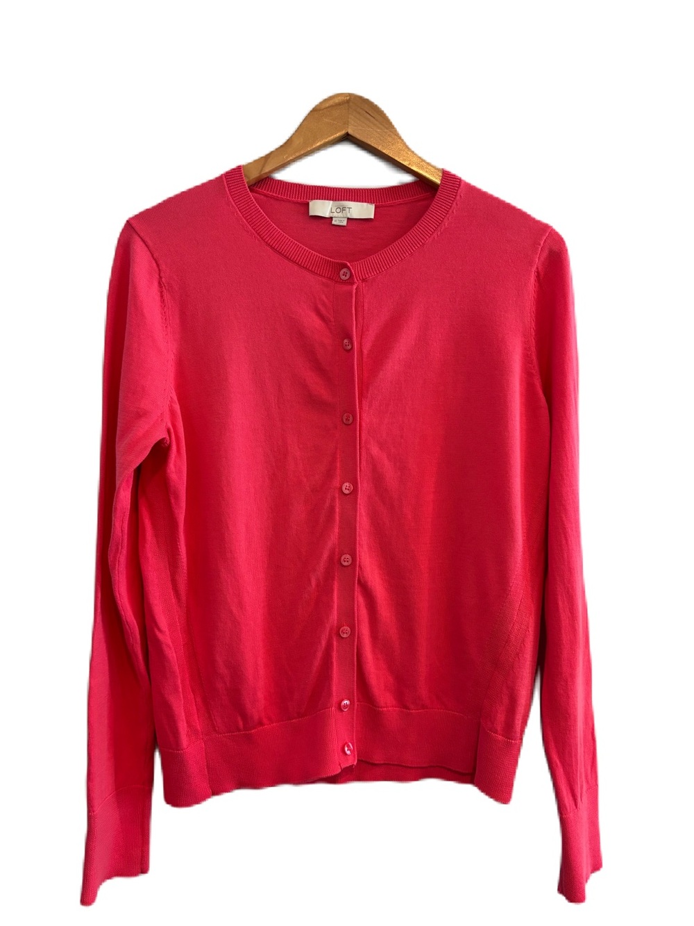 Loft Pink Cotton Cardigan Size Medium